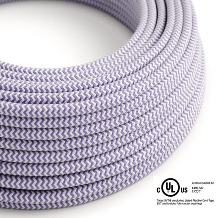  Kerek elektromos kábel 150 láb (45,72 m) tekercs RZ07 ZigZag Lilac Rayon - UL listán