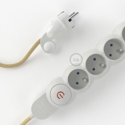  French Power Strip Jute RN06 borítású elektromos kábellel és Schuko dugóval komfortgyűrűvel