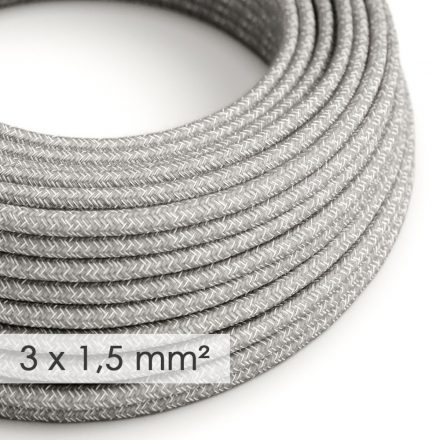 Nagy keresztmetszetű elektromos kábel 3x1,50 kör - Natural Grey Linen RN02 bevonattal