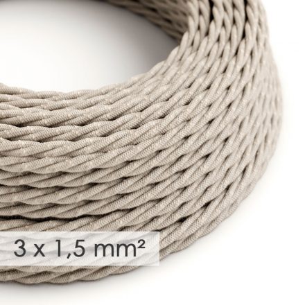 Nagy keresztmetszetű elektromos kábel 3x1,50 csavart - Natural Neutral Linen TN01 bevonattal