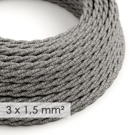 Nagy keresztmetszetű elektromos kábel 3x1,50 csavart - Natural Grey Linen TN02 bevonattal